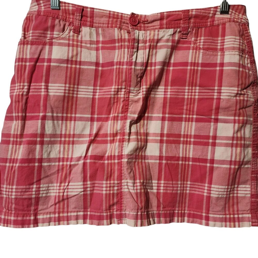 St Johns Bay Skirt Size 12  Womens Plaid Skort Pink Plaid